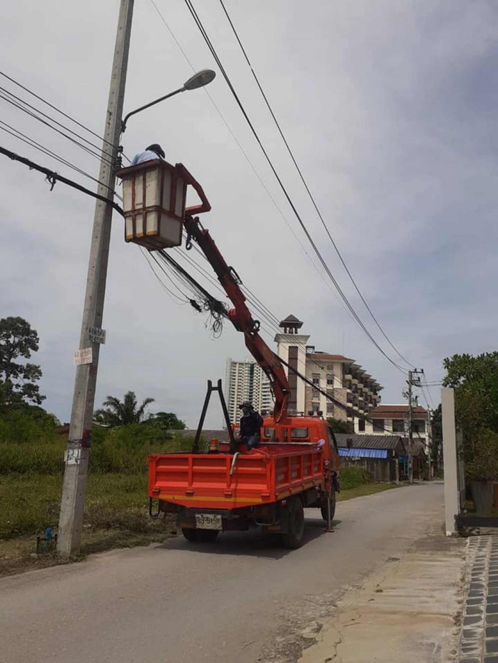 เจ้าหน้าที่กองช่างดำเนินการตัดกิ่งไม้ซอยนาจอมเทียน 17 ซ่อมไฟซอยนาจอมเทียน 22 เชื่อม 26