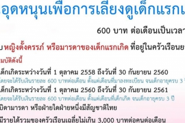 โครงการเงินอุดหนุนเพื่อการเลี้ยงดูเด็กแรกเกิด